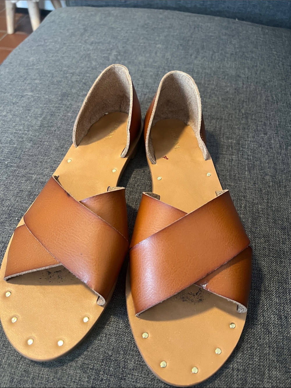 Merona Brown Crisscross Slide Sandals